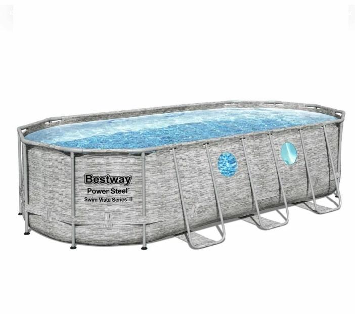 Каркасный бассейн Bestway Power Steel Swim Vista 56716 с фильтр-насосом и лестницей