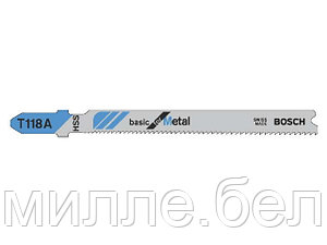 Пилка лобз. по металлу T118A (1 шт.) BOSCH (пропил прямой, тонкий, для листового металла)