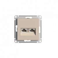 ATN001285 ATLASDESIGN РОЗЕТКА двойная компьютерная RJ45+RJ45, кат.5Е, механизм, ПЕСОЧНЫЙ