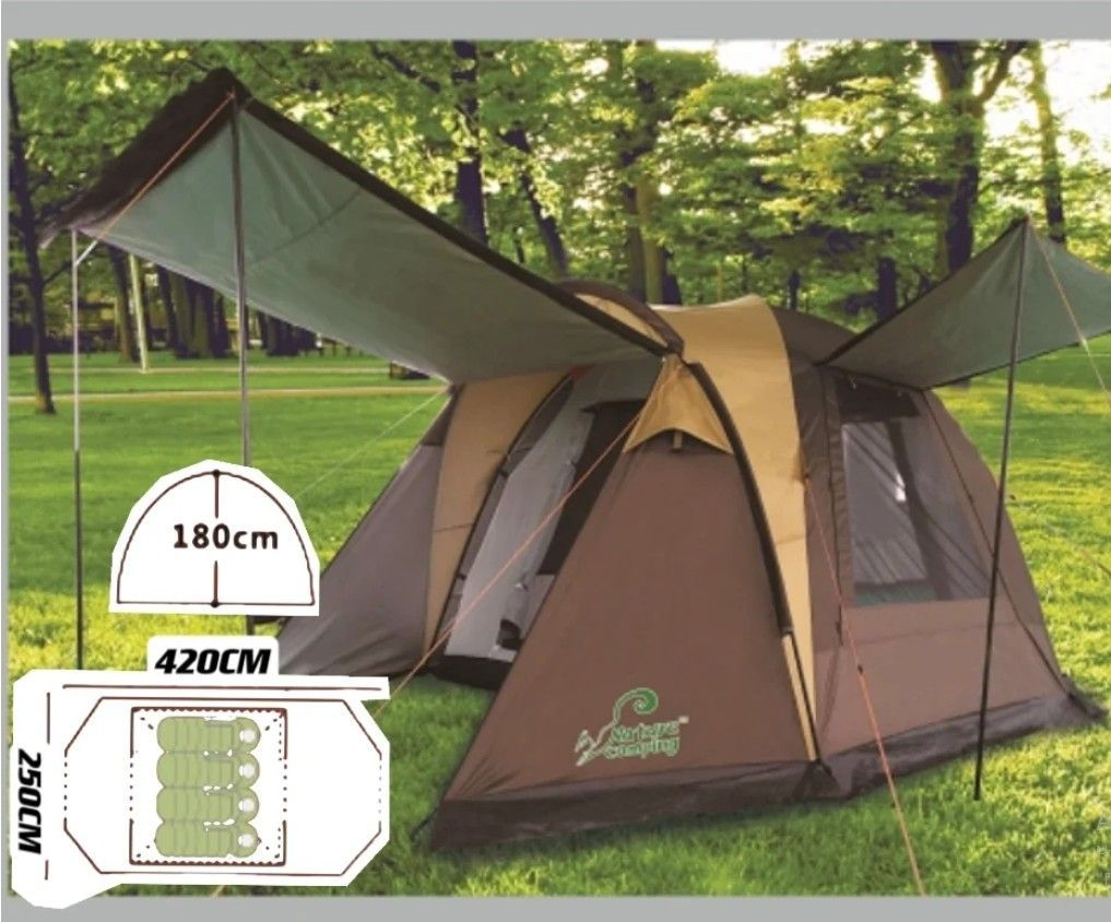 Палатка 4-х местная палатка MirCamping на 4-6 человек с навесом, арт. KRT-105 - фото 1 - id-p223899922