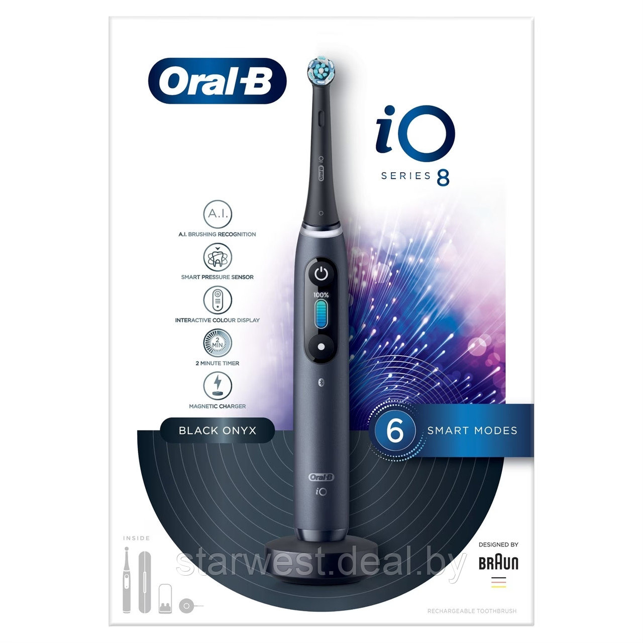 Oral-B Braun iO Series 8 Black Onyx Электрическая зубная щетка iOM8.1B2.2BD - фото 2 - id-p223899931