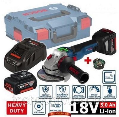 Аккумуляторная углошлифмашина BOSCH GWS 18V-10 SC Professional (06019G340D) L-Boxx, 2 акк. 5 Ач - фото 1 - id-p223906086