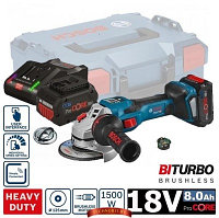 Аккумуляторная углошлифмашина BOSCH GWS 18V-15 SC Professional (06019H6101) L-Boxx, 2 акк. 8 Ач