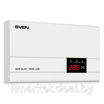 Стабилизатор напряжения Sven AVR SLIM-1000 LCD (1000ВА/800 Вт, 1 евророзетка) - фото 1 - id-p223885446