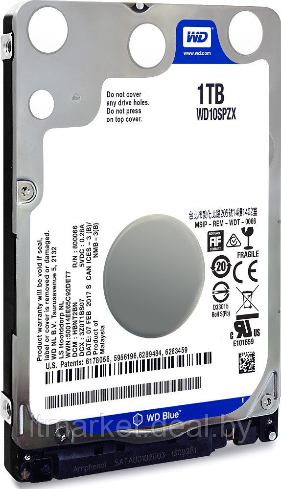 Жесткий диск 1Tb Western Digital WD10SPZX Blue (SATA-6Gb/s, 5400rpm, 128Mb) - фото 2 - id-p223837576