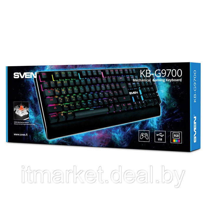 Клавиатура Sven KB-G9700 Black (механическая, с подсветкой RGB, USB) - фото 6 - id-p223885457
