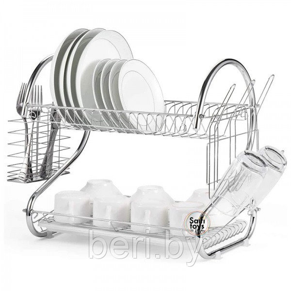 Сушилка для посуды 2 уровня, поддон, 38х26,5х39 см, TV-99 - фото 2 - id-p223922078