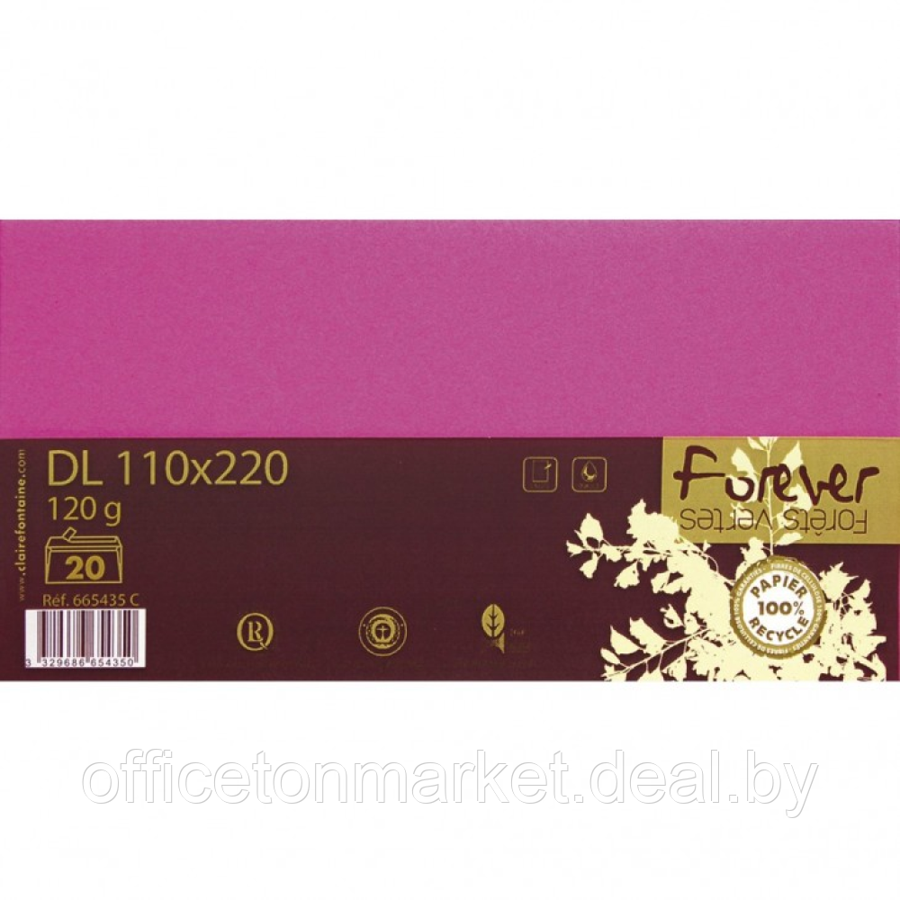 Конверт "Forever", 110x220 мм, 120г/м, ярко-розовый - фото 1 - id-p223922679
