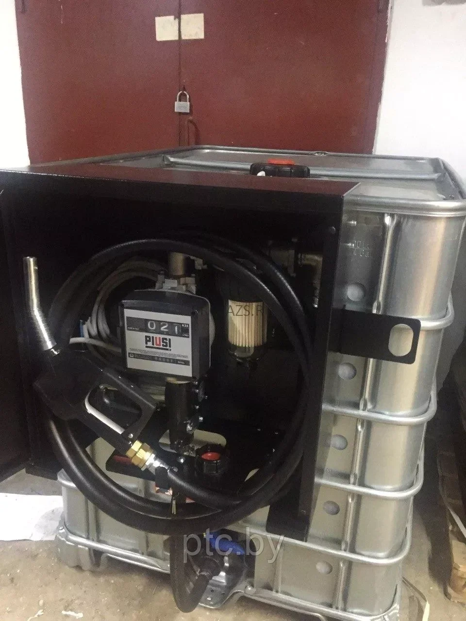 Минизаправка MGS St-Box для ДТ на 1000 л. оцинкованная , электронасос 12В - 50 л/мин