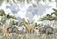 Фотообои листовые Vimala Карта мира сафари 2