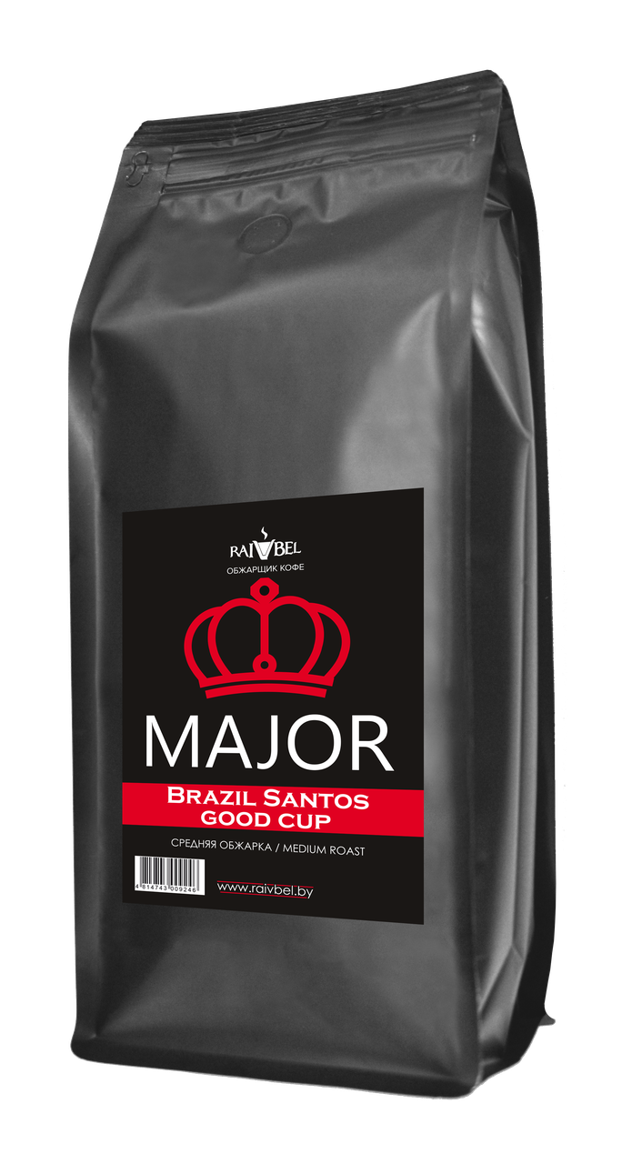 Кофе натуральный жареный в зернах "Brazil Santos Good Cup", ТМ "MAJOR",100% арабика, средняя обжарка 1000 гр, - фото 1 - id-p223934894
