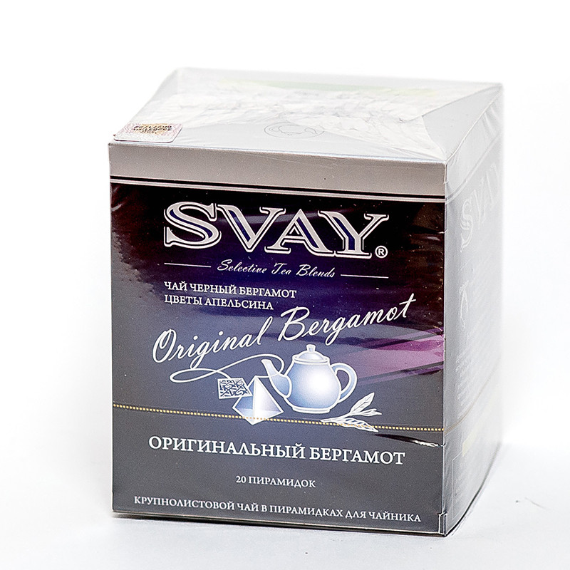 Чай "Svay Original Bergamot", ТМ "SVAY" чай черный с бергамотом и цветами апельсина (пакетированный пирамидка - фото 1 - id-p223933922