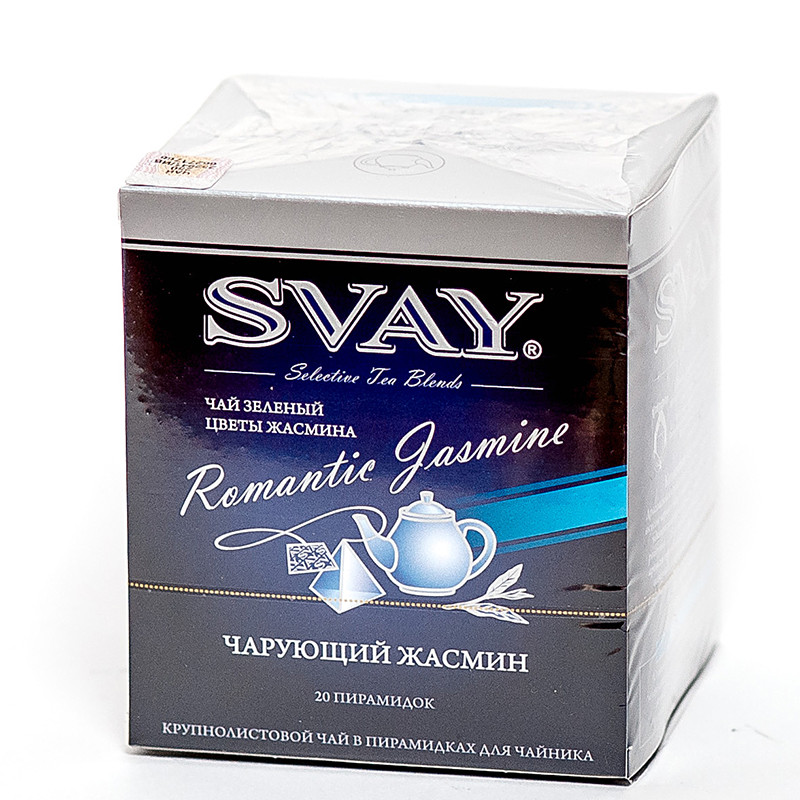 Чай "Svay Romantic Jasmine", ТМ "SVAY" чай зеленый с цветами жасмина (пакетированный пирамидка 20х4 гр)