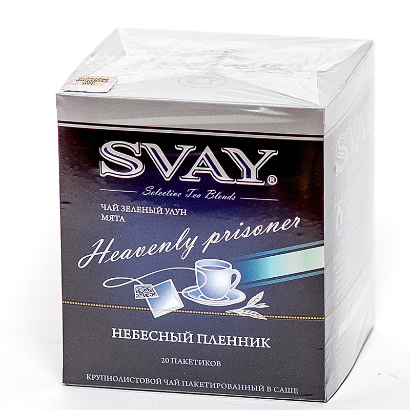 Чай "Svay Heavenly prisoner", ТМ "SVAY" чай зеленый улун, мята (пакетированный саше 20х2 гр) - фото 1 - id-p223933931
