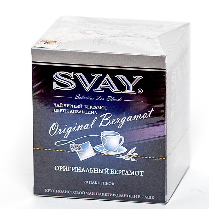 Чай "Svay Original Bergamot", ТМ "SVAY" чай черный с бергамотом и цветами апельсина (пакетированный саше 20х2 - фото 1 - id-p223933934