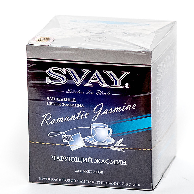 Чай "Svay Romantic Jasmine", ТМ "SVAY" чай зеленый с цветами жасмина (пакетированный саше 20х2 гр) - фото 1 - id-p223933935