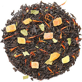 Чай "Черный чай с персиком" купажированный, черный, персик, ананас, календула, черноплодная рябина...  500 г,
