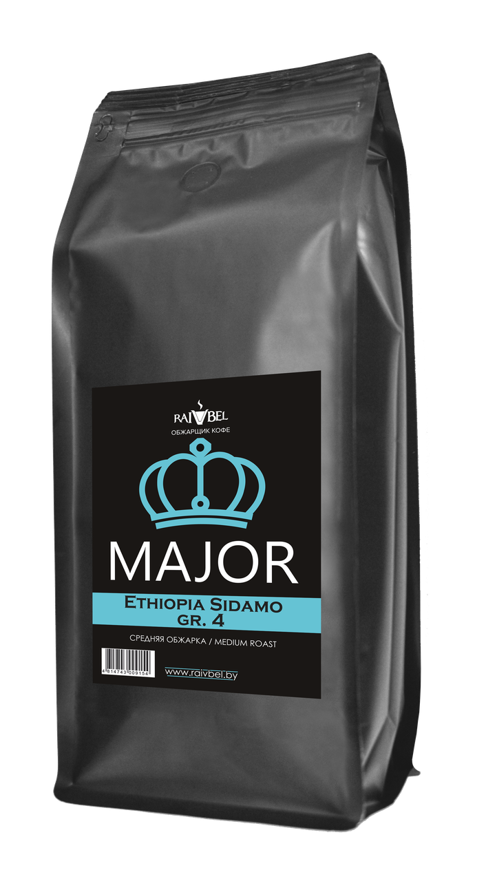 Кофе натуральный жареный в зернах "Ethiopia Sidamo gr.4", ТМ "MAJOR",100% арабика, средняя обжарка 1 кг, РБ - фото 1 - id-p223934950