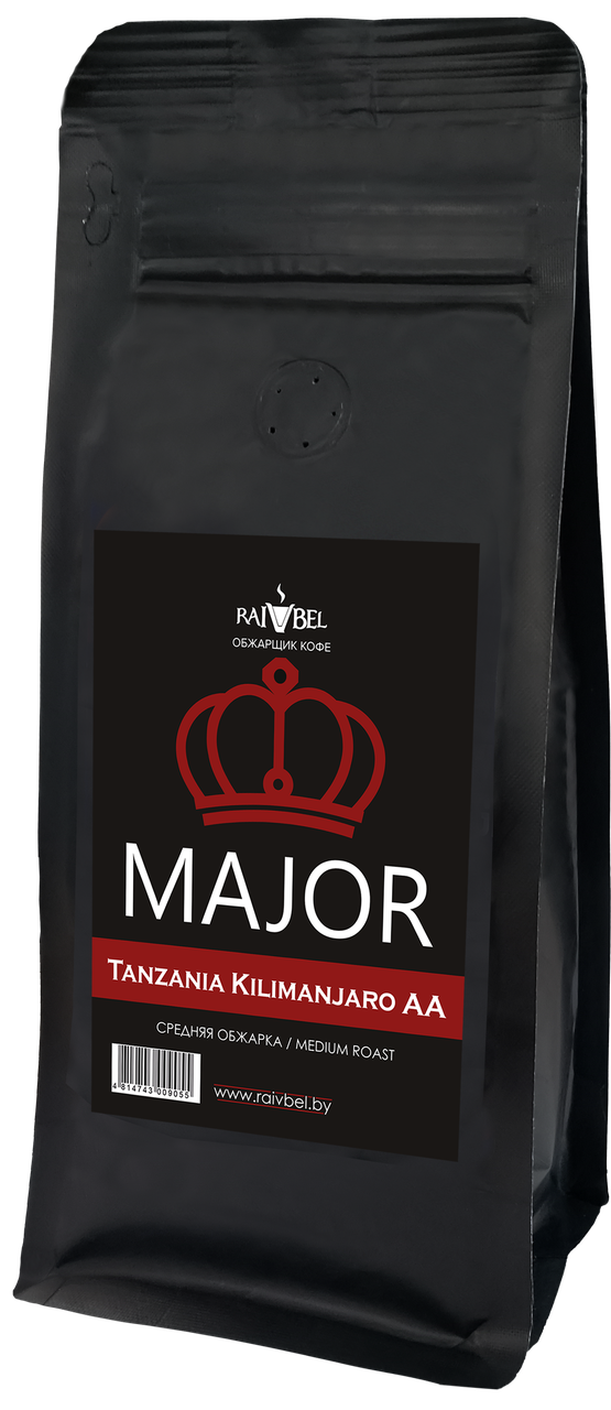 Кофе натуральный жареный в зернах "Tanzania Arabica AA "Kilimanjaro", ТМ "MAJOR",100% арабика, средняя обжарка - фото 1 - id-p223935006