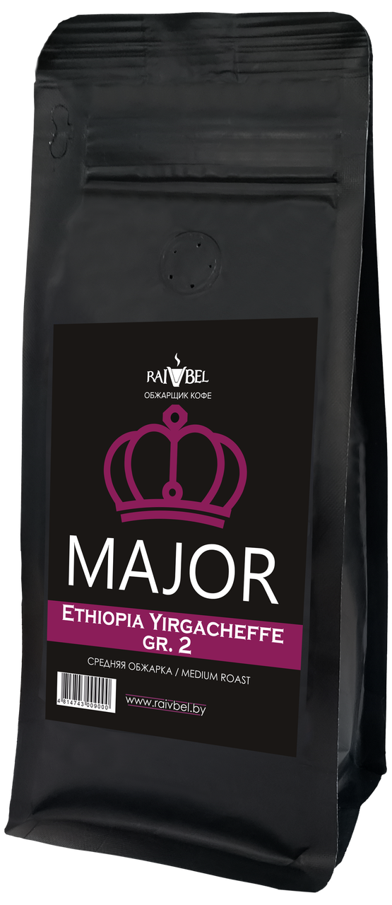 Кофе натуральный жареный в зернах "Ethiopia Yirgacheffe gr.2", ТМ "MAJOR",100% арабика, средняя обжарка 250 - фото 1 - id-p223935114