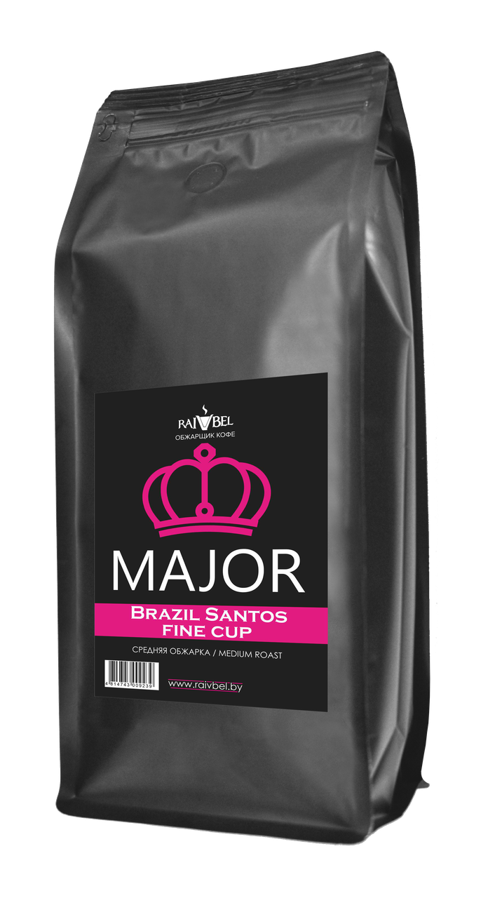 Кофе натуральный жареный в зернах "Brazil Santos Fine Cup", ТМ "MAJOR",100% арабика, средняя обжарка 1000 гр, - фото 1 - id-p223935165