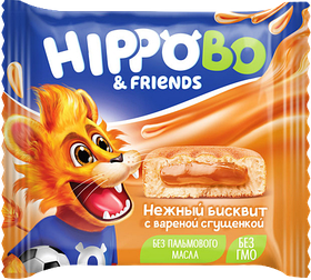 ВБ301 КДВ Пирожные бисквитные "HippoBo" с начинкой из вареной сгущенки 12шт/32 г РФ