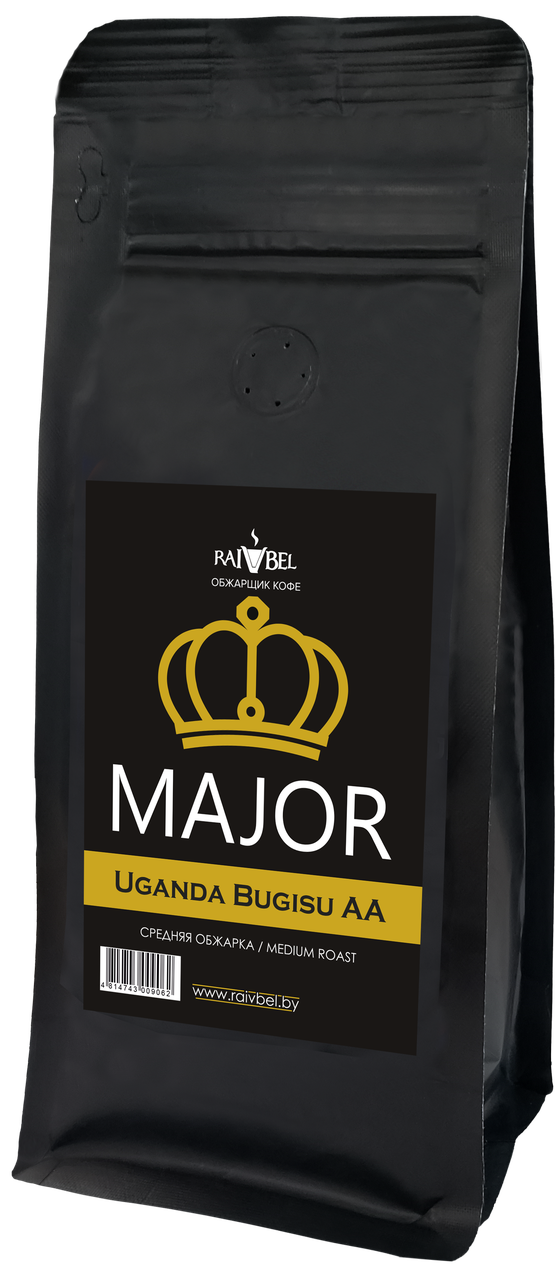 Кофе натуральный жареный в зернах "Uganda Arabica Bugisu AA", ТМ "MAJOR",100% арабика, средняя обжарка 250 гр, - фото 1 - id-p223935223