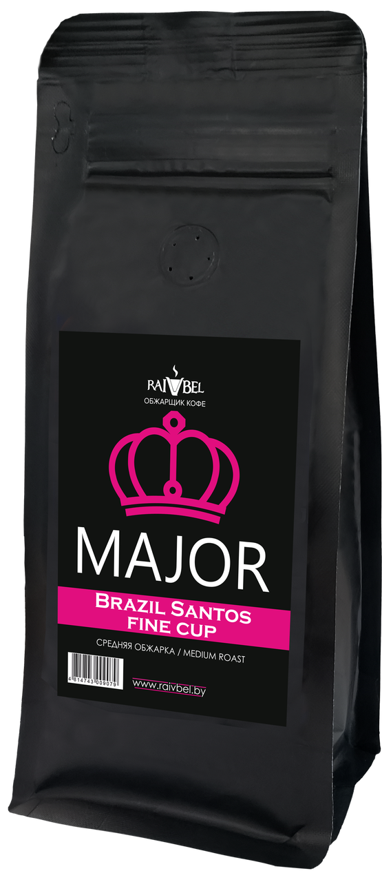 Кофе натуральный жареный в зернах "Brazil Santos Fine Cup", ТМ "MAJOR",100% арабика, средняя обжарка 250 гр, - фото 1 - id-p223935237