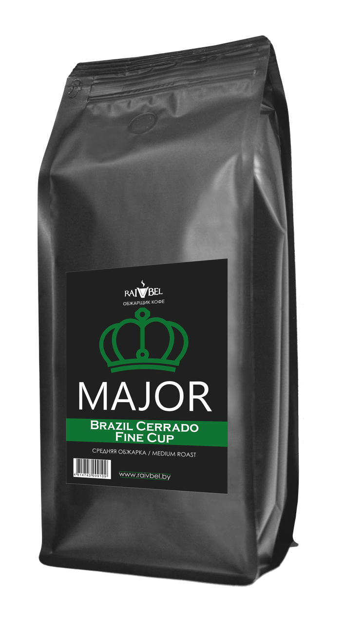 Кофе натуральный жареный в зернах "Brazil Cerrado NY 2 17/18 Fine Cup", ТМ "MAJOR",100% арабика, средняя - фото 1 - id-p223935269