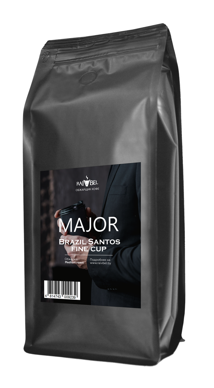 Кофе натуральный жареный в зернах "Brazil Santos Fine Cup", ТМ "MAJOR",100% арабика, средняя обжарка 500 гр, - фото 1 - id-p223934289
