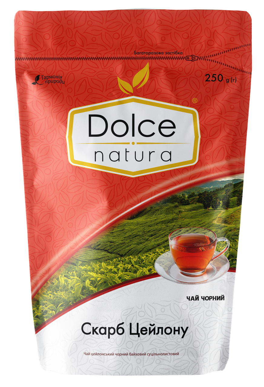 Чай "Сокровище Цейлона", ТМ "Dolce Natura" цейлонский черный байховый цельнолистовой, 250 гр