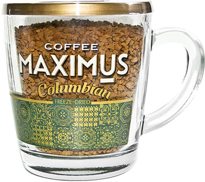 Кофе сублимированный в стеклянной кружке "Columbian" ТМ Maximus 70 гр (1*12) - фото 1 - id-p223934332