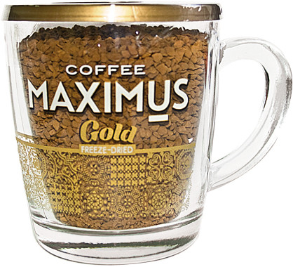 Кофе сублимированный в стеклянной кружке "Gold" ТМ Maximus 70 гр (1*12) - фото 1 - id-p223934333