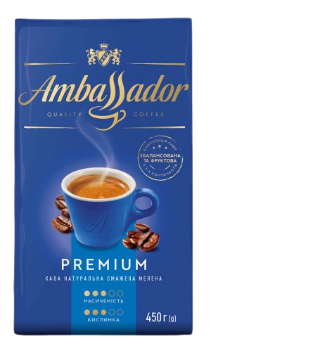 Кофе натуральный жаренный молотый Ambassador Premium, вак.уп. 450г*12, Польша - фото 1 - id-p223934347