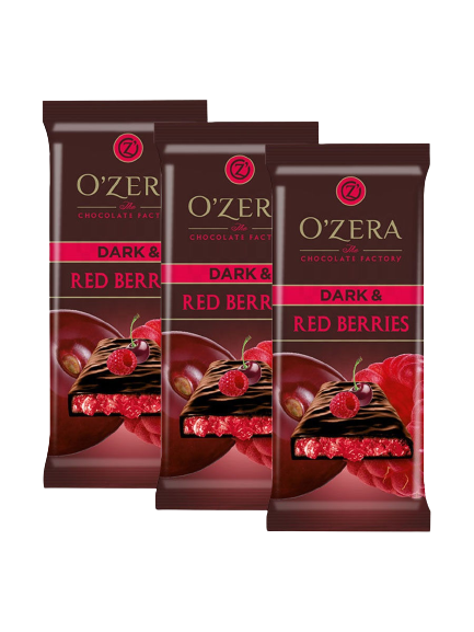 ОС825 КДВ Горький шоколад с начинкой O"Zera Dark&Red berries, 15шт/90г РФ - фото 1 - id-p223935457