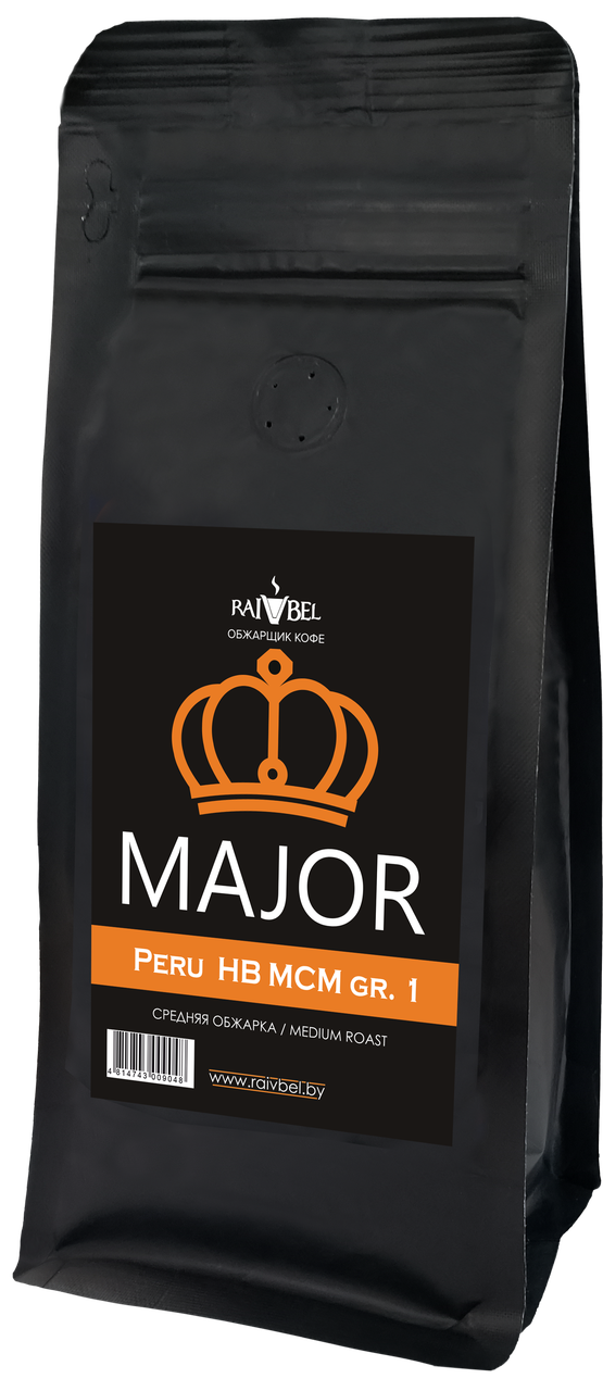 Кофе натуральный жареный в зернах "Peru Arabica HB MCM gr.1", ТМ "MAJOR",100% арабика, средняя обжарка 250 гр, - фото 1 - id-p223935469