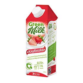 Напиток безалкогольный соевый со вкусом клубники "Green Milk", Тетра Пак 0,75 л, Россия\12