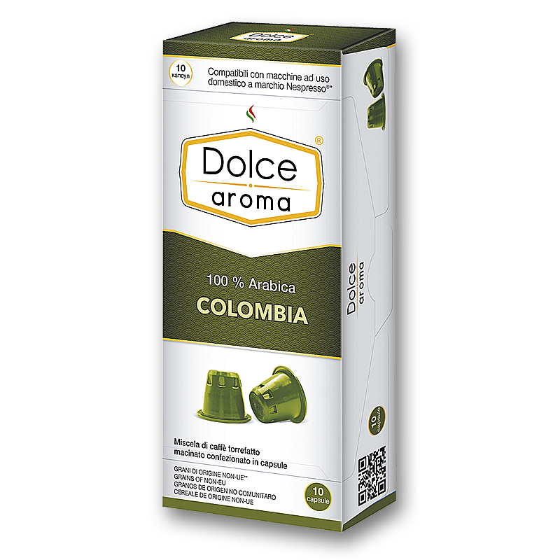 Кофе в капсулах "Dolce Aroma Colombia" совместимы с Nespresso (10шт/уп), ТМ "Dolce Aroma" - фото 1 - id-p223934565