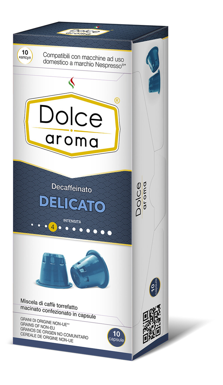 Кофе в капсулах "Dolce Aroma Delicato DEK" совместимы с Nespresso (10шт/уп), ТМ "Dolce Aroma" - фото 1 - id-p223934572