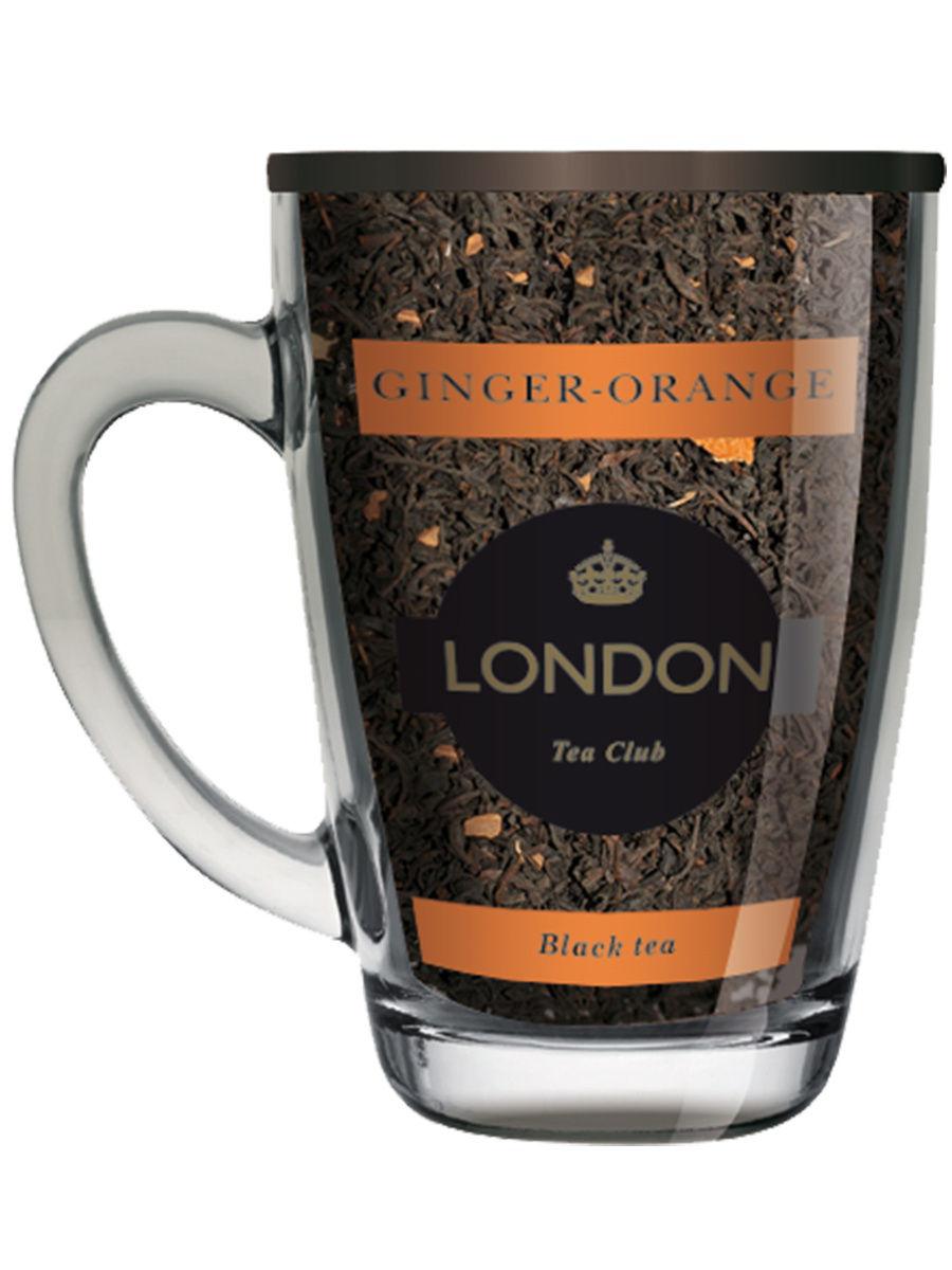 Чай черный байховый "Имбирь-апельсин" ТМ "London Tea Club", 70 гр в стеклянной кружке, (1*20)