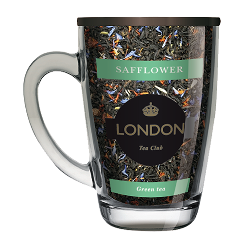 Чай зеленый байховый с Сафлором ТМ "London Tea Club",70 гр  в стеклянной кружке, (1*20)