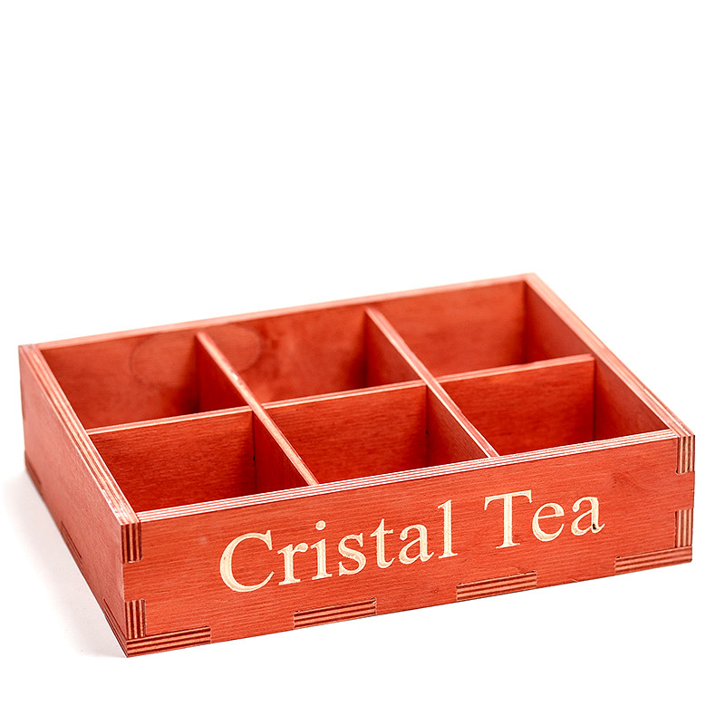 Деревянная шкатулка для чая из 6-ти секций "Cristal Tea", цвет махагонРБ - фото 1 - id-p223934689