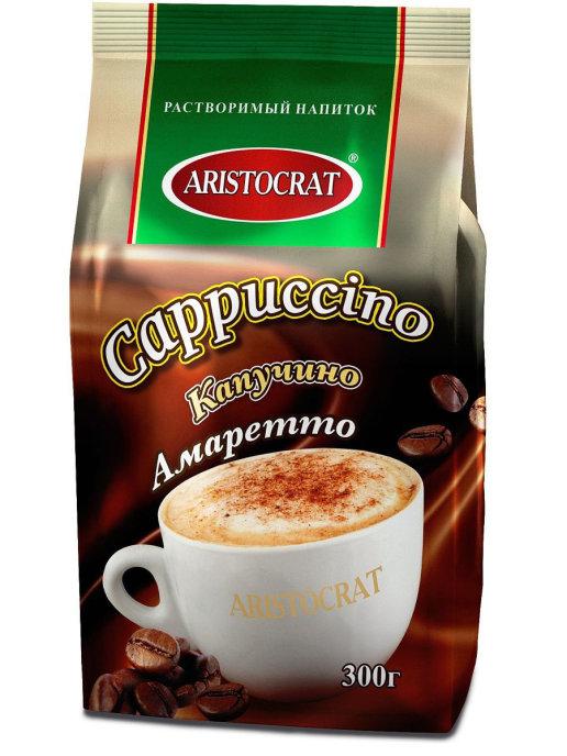 Капучино "Амаретто", т.м. "ARISTOCRAT", произв. "ARISTOCRAT", растворимый кофейный напиток, 300 г (1кор/10шт) - фото 1 - id-p223934785