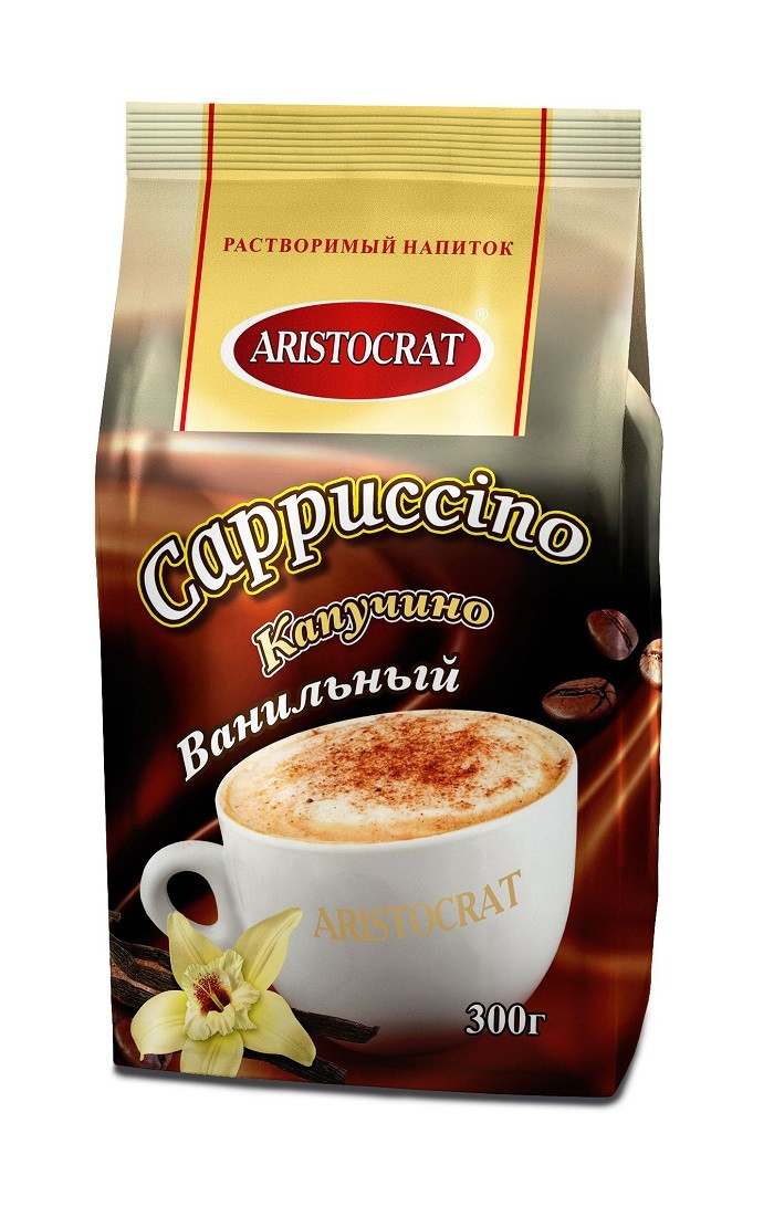 Капучино "Ванильный", т.м. "ARISTOCRAT", произв. "ARISTOCRAT", растворимый кофейный напиток, 300 г (1кор/10шт) - фото 1 - id-p223934786