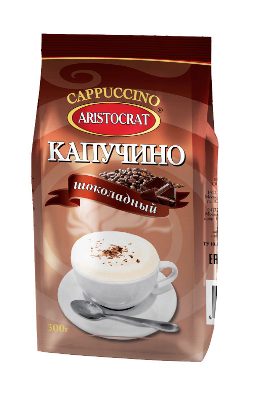 Капучино "Шоколад", т.м. "ARISTOCRAT", произв. "ARISTOCRAT", растворимый кофейный напиток, 300 г (1кор/10шт) - фото 1 - id-p223934788