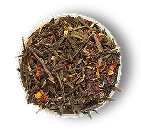 Чай "Силуэт Афродиты", ТМ "Чайные шедевры" зеленый байховый с растительным сырьем и ароматом клубники и