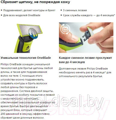 Набор лезвий для электробритвы Philips OneBlade QP230/50 - фото 7 - id-p223944295