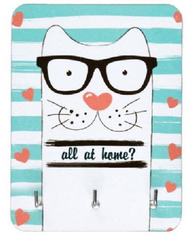 Ключница деревянная «Кот в очках. All At Home» 13,5*10,5*2 см