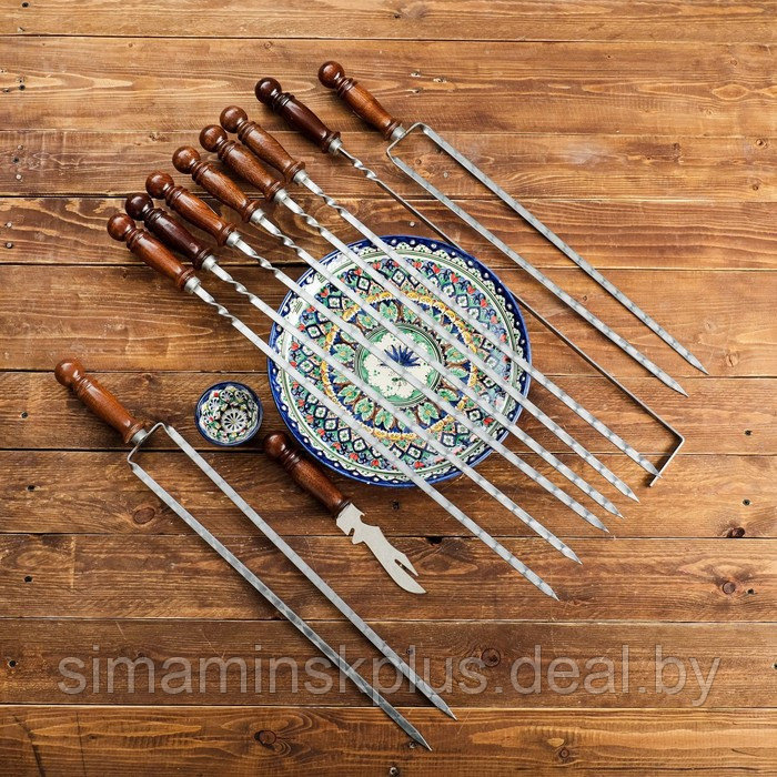 Набор с шампурами подарочный "Шафран", 12 предметов, в деревянной коробке, шампуры 50см - фото 3 - id-p223956888