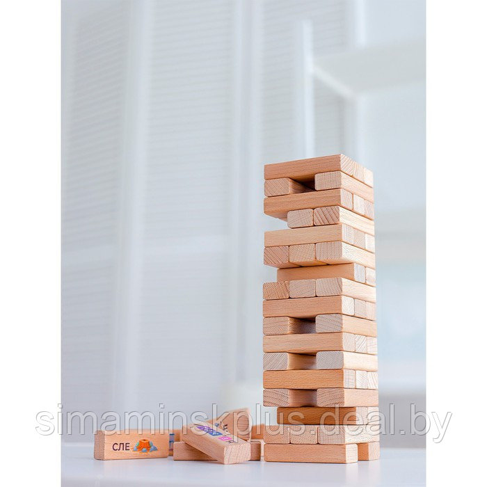 Настольная игра дженга «Башня с ребусами», 54 элемента - фото 1 - id-p223956964